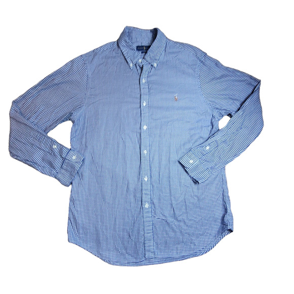 Polo Ralph Lauren "OXFORD" Slim Fit Button Down Blue Gingham Men's Shirt Size XL - Picture 5 of 15